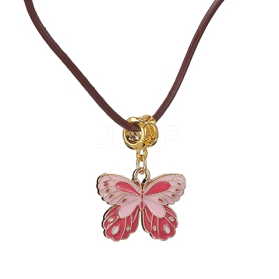 Alloy Enamel Butterfly Pendant Necklaces NJEW-JN04580-02-1