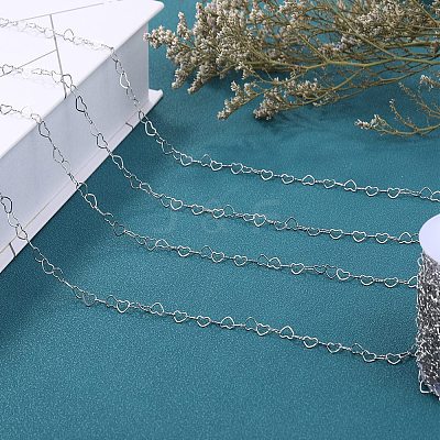 10M 304 Stainless Steel Heart Link Chains STAS-SZ0003-37-1