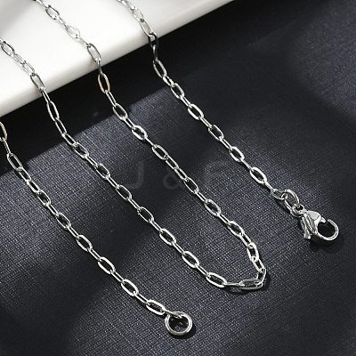Non-Tarnish 304 Stainless Steel Paperclip Chain Necklace with Lobster Claw Clasps for Men Women NJEW-H205-03P-01-1