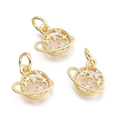 Brass Micro Pave Cubic Zirconia Pendants KK-P187-06G-1