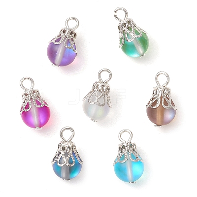 Synthetic Moonstone Round Pendants PALLOY-JF03133-02-1