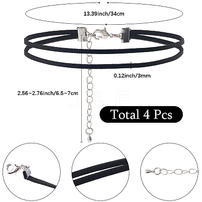 4Pcs Imitation Leather Double Layer Choker Necklaces NJEW-SC0001-68-1