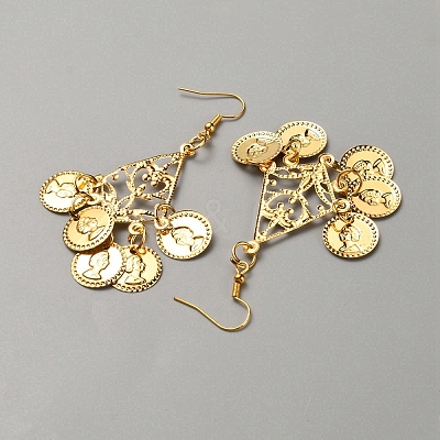 Alloy Flat Round Charms Cluster Bib Necklace & Ring Bracelet & Dangle Earrings & Headwears SJEW-WH0002-06-1