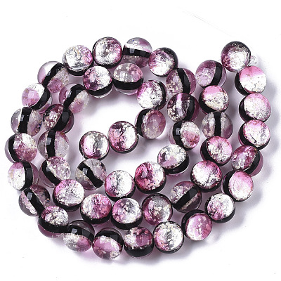 Handmade Silver Foil Glass Lampwork Beads Strands FOIL-T003-03E-1