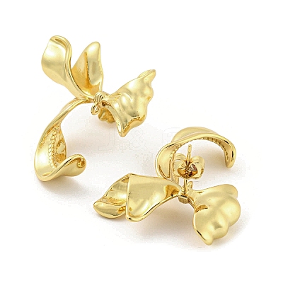 Rack Plating Brass Bowknot Stud Earrings Findings EJEW-K263-12G-1