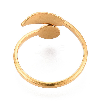 Leaf 304 Stainless Steel Cuff Ring Components X-STAS-T066-39G-1