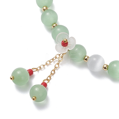 Cat Eye Beads Stretch Bracelets for Women BJEW-TA00691-01-1