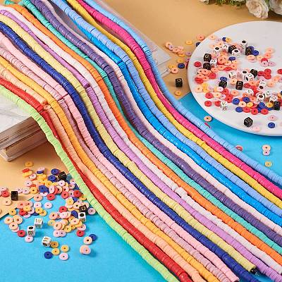 Flat Round Handmade Polymer Clay Beads CLAY-SZ0001-70-1