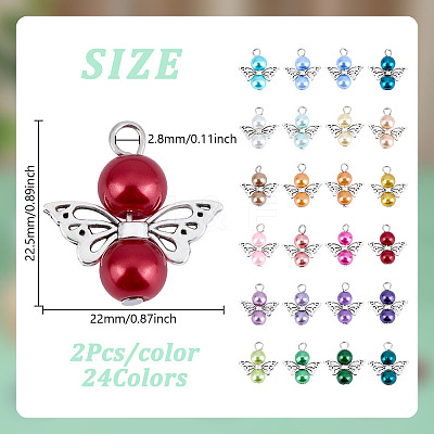 48Pcs 24 Styles Glass & Alloy Pendants PALLOY-GO00053-1
