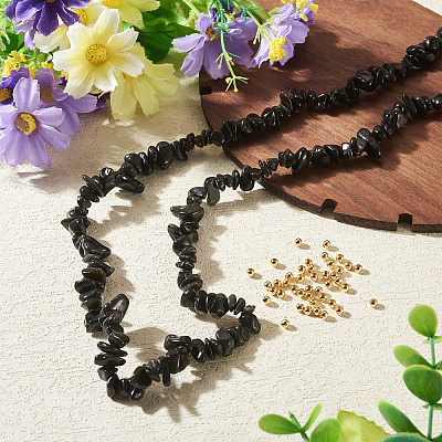 1 Strand Natural Obsidian Chip Beads Strands G-TAD0001-04-1