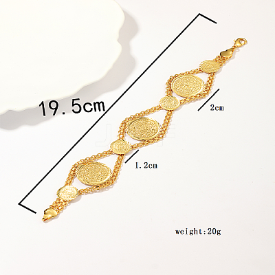 Brass Rhombus with Flat Round Link Chain Bracelets for Women GY9986-1-1