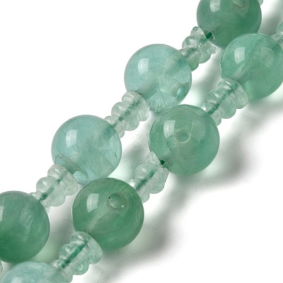 Natural Green Fluorite 3-Hole Guru Bead Strands G-K149-54-1