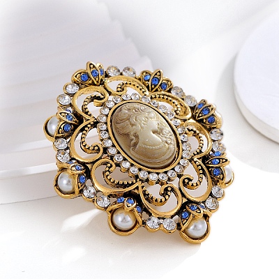 Baroque Style Flower Zinc Alloy Zinc Alloy Rhinestone Brooches PW-WGC517E-01-1