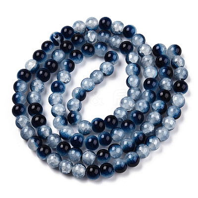 Crackle Baking Paint Imitation Jade Glass Beads Strands DGLA-T003-8mm-15-1