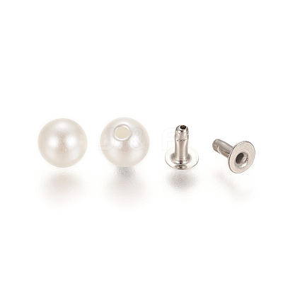 ABS Plastic Imitation Pearl Rivet Studs X-KY-L076-A-01-1