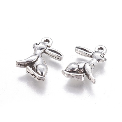 Tibetan Style Alloy Rabbit Pendants TIBEP-1437-AS-LF-1