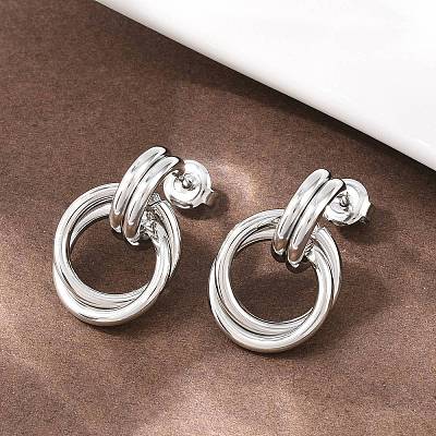 304 Stainless Steel Twist Ring Stud Earrings EJEW-P324-05P-1
