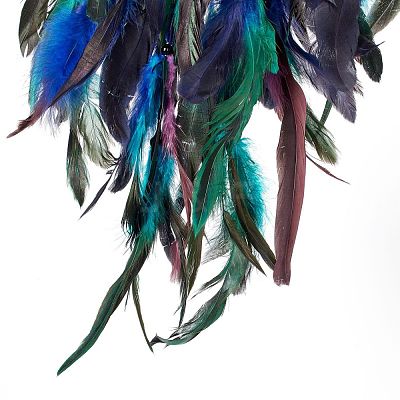 Iron Wire Woven Web/Net with Feather Pendant Decorations AJEW-B017-32-1