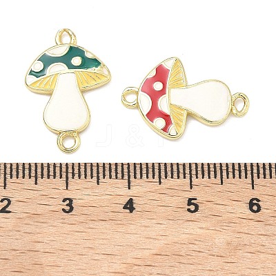 Autumn Brass Enamel Mushroom Links Connector Charms KK-K417-03A-G-1