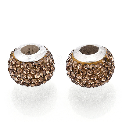 Handmade Polymer Clay Rhinestone European Beads RB-N053-001-09-1