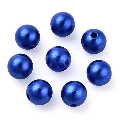 Spray Painted ABS Plastic Imitation Pearl Beads OACR-T015-05B-06-1