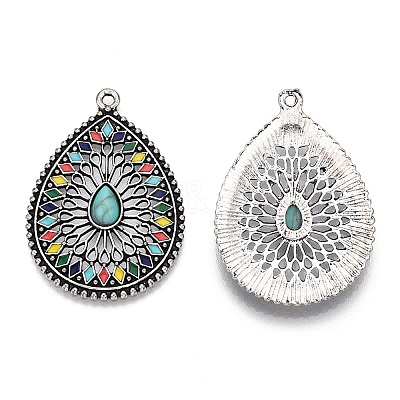 Synthetic Turquoise with Enamel Pendants PALLOY-TAC0044-62AS-1