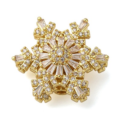 Brass Micro Pave Cubic Zirconia Beads KK-D378-19G-01-1
