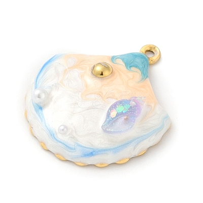 Ocean Theme 304 Stainless Steel Enamel Pendants STAS-Q352-03G-B-1