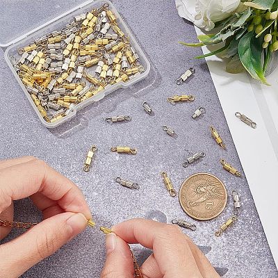 100pcs 2 Colors Brass Screw Clasps KK-NB0002-66-1