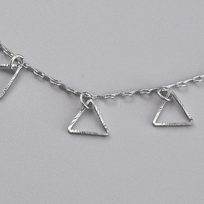 Brass Textured Triangle Charm Anklets X-AJEW-B005-23P-1