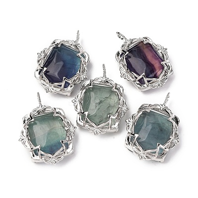 Natural Colorful Fluorite Pendants G-I381-01P-02-1