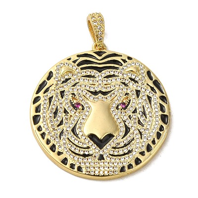 Brass Micro Pave Clear Cubic Zirconia with Enamel Pendants KK-R162-073A-G-1