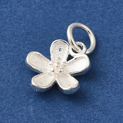 925 Sterling Silver 5-Petal Flower Charms with Jump Rings FIND-U013-02S-01-1