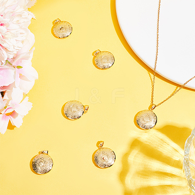 6Pcs Brass Locket Pendants KK-BBC0015-48-1