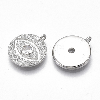 Brass Micro Pave Cubic Zirconia Pendants KK-S356-014P-NF-1