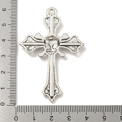 Tibetan Style Alloy Big Pendants Rhinestone Settings TIBE-L013-03AS-1