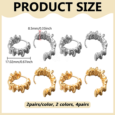 4 Pairs 2 Colors Brass Hoop Earrings EJEW-GO0003-26-1