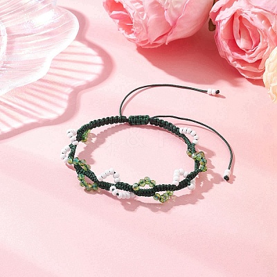 Glass Seed Beads Braided Beaded Bracelets for Women BJEW-MZ00215-02-1
