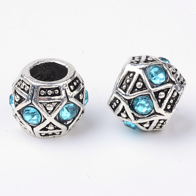 Alloy Rhinestone Rondelle Large Hole European Beads MPDL-R036-80D-1