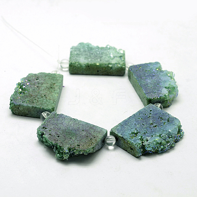 Electroplated Natural Druzy Crystal Beads Strands G-N0257-07-1