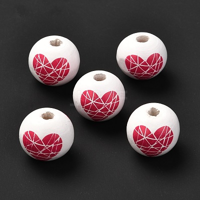 Printed Wood European Beads WOOD-F011-03A-1