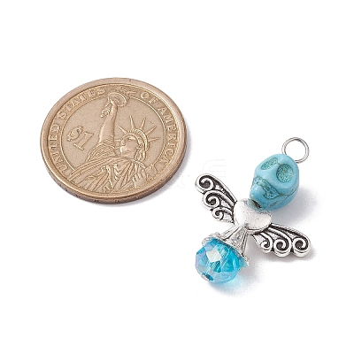 Synthetic Turquoise & Glass Pendants PALLOY-TA00113-02-1