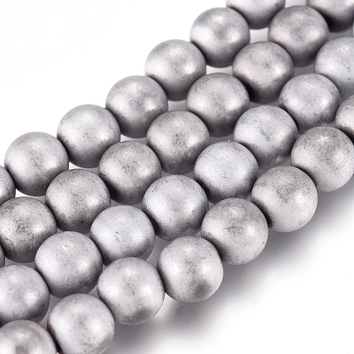 PVD Vacuum Plating Magnetic Synthetic Hematite Beads Strands G-I276-02-6mm-1