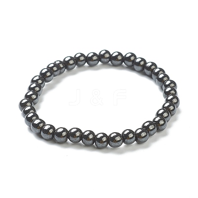 Synthetic Non-magnetic Hematite Beaded Stretch Bracelets BJEW-D446-B-22-1