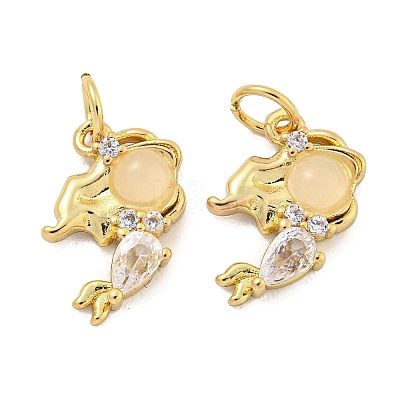 Natural White Jade Mermaid Pendants KK-Q814-21G-02-1