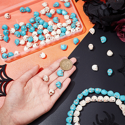 4 Strands 2 Colors Synthetical Turquoise Beads Strands TURQ-NB0001-16-1