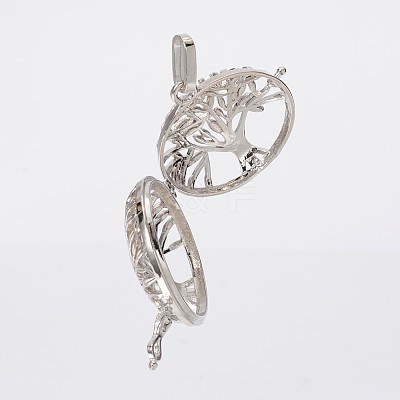 Filigree Flat Round Brass Cage Pendants LS-KK-K115-08P-NR-1