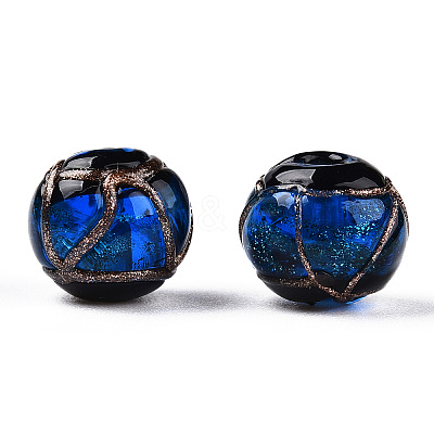 Handmade Gold Sand Lampwork Beads LAMP-T019-8mm-1