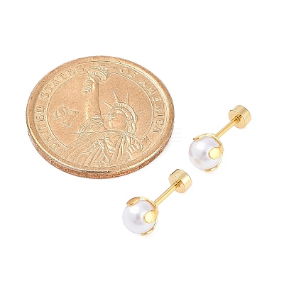 Round Plastic Imitation Pearl Ear Fake Plugs EJEW-H105-18G-1