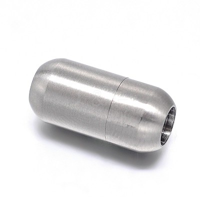 Tarnish Resistant Barrel 304 Stainless Steel Magnetic Clasps with Glue-in Ends X-STAS-D059-18B-1